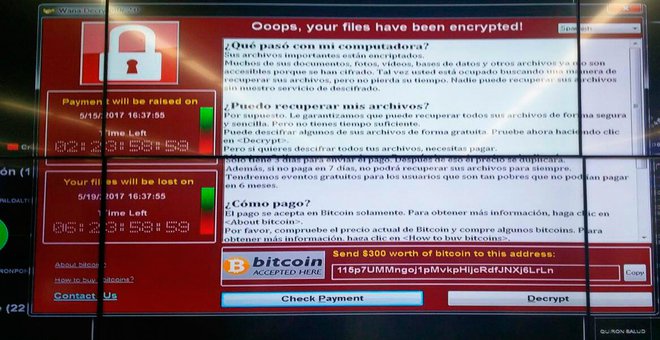 An image of the wannacry affected system obtained by El Mundo reporters from Telefonica employees