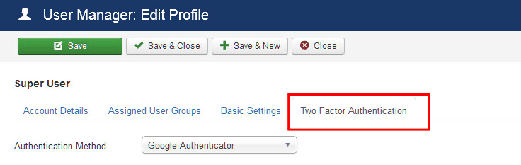 Two factor authentication in Joomla