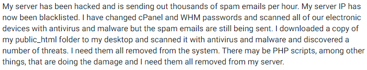 magento hacked sending spam example