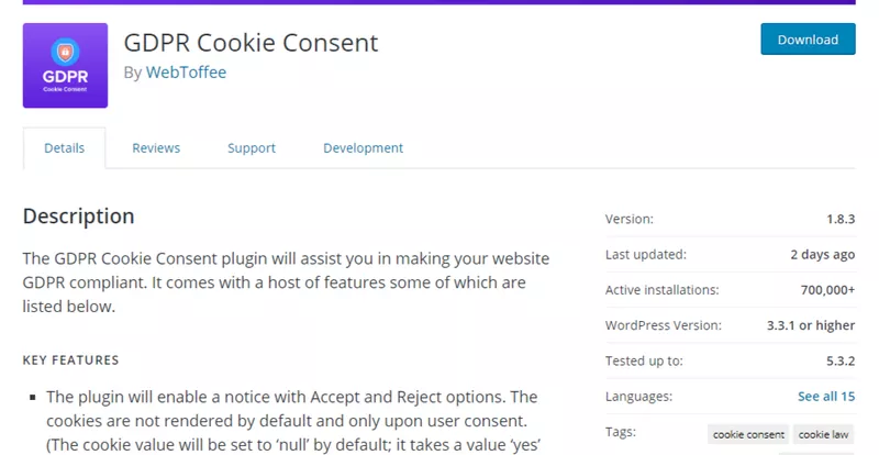 GDPR Cookie Consent Plugin on WordPress