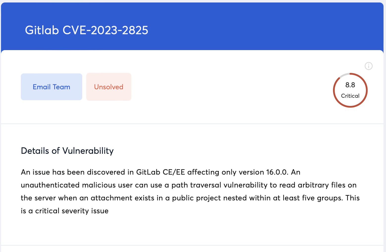 CVE-2023-2825 GitLab v16.0.0