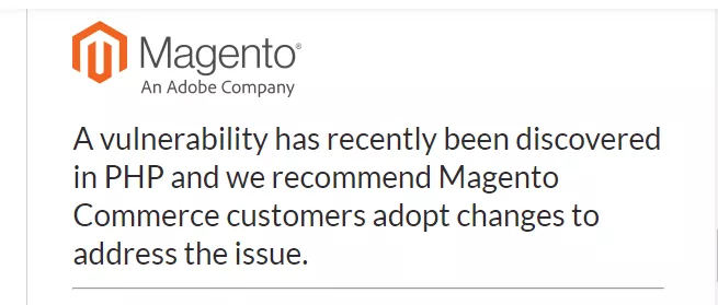 Magento’s warning mail