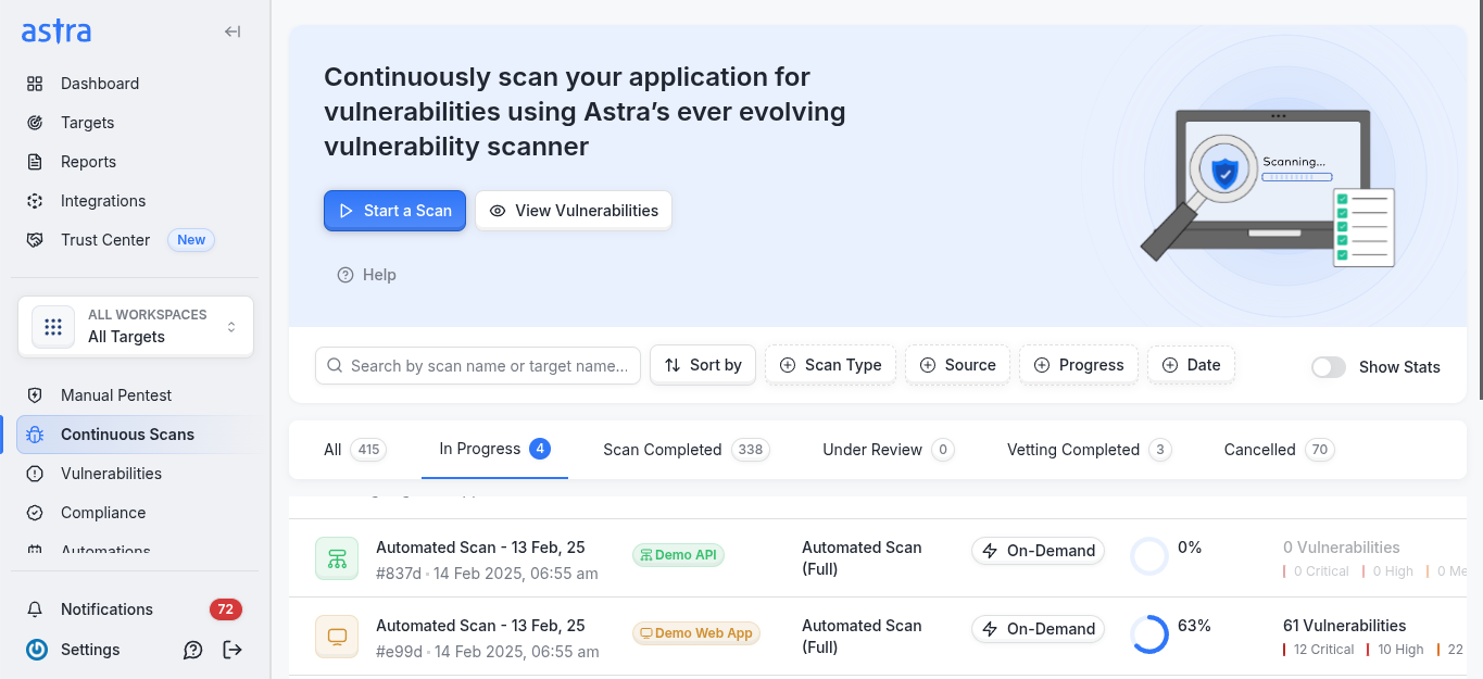 Initiate Vulnerability Scan